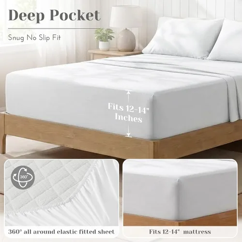 Vista 80 de Comfort Spaces Sábanas de percal 100% algodón, tamaño individual XL, 3 Adelia Gris