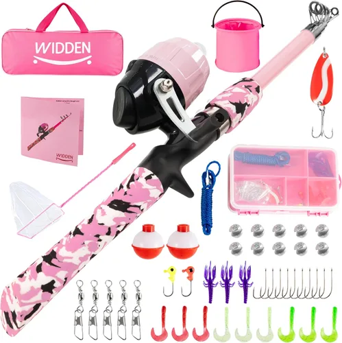 Vista 14 de WIDDEN Kids Fishing Pole, Portable Telescopic Kids Fishing Poles for Boys and Girls, Fishing Rod and Reel Combo Kit with Tackle Box, and Fishing