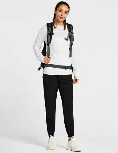 Vista 5 de Libin sudadera con capucha para mujer, con cremallera completa, UPF 50+, capucha con protección solar, de manga larga, para senderismo
