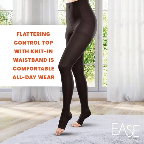 Vista 5 de Ease - Medias de compresión moderadas con punta abierta, opacas, de 20-30 mmHg
