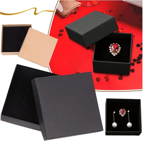 Vista 6 de Joyero organizador para mujeres y niñas, funda gruesa de papel para joyería, tapa de joyería, regalo con cartón de algodón y caja, joyero de viaje