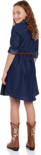 Vista 4 de dollhouse Vestido casual de mezclilla para niñas, vestido de mezclilla de manga larga para niñas, vestidos de vacaciones de invierno para niñas