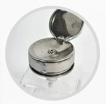 Vista 2 de DL Professional Botella dispensadora de vidrio transparente con tapa de metal y escalas medidoras de 6 oz / 6.1 fl oz (DL-C334)