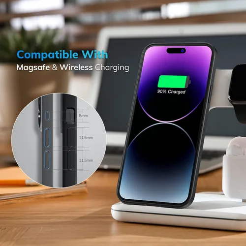 Vista 6 de ORIbox Funda magnética compatible con iPhone 14 Pro Max [probada contra caídas de grado militar y compatible con MagSafe], ultradelgada platino