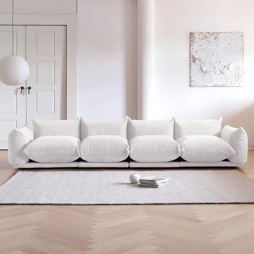 Vista 22 de WJShome - Sofá seccional modular, sofá de chenilla de 264 cm de lana minimalista, sofá convertible de 3 plazas, sofá de sala de estar ancho