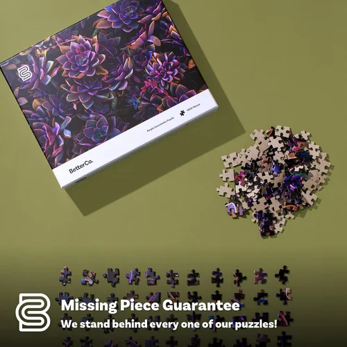 Vista 5 de BetterCo. - Suculentas moradas de 1000 piezas - Rompecabezas difíciles de 1000 piezas - Desafíate con rompecabezas de 1000 piezas para adultos