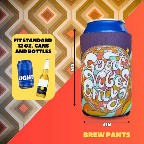 Vista 2 de Coozies Temáticas de los Años 70 - Regalo Genial para Cualquier Disco - Material de Neopreno Premium - Paquete de 6