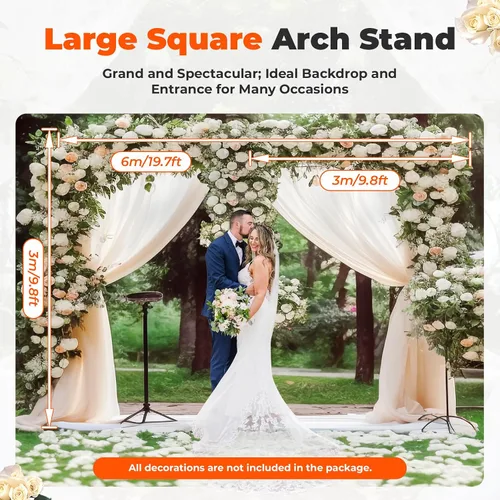 Vista 2 de Kit de tubo para telón de fondo, soporte de fondo de boda para ceremonia con bases de acero pesadas, soporte de fondo resistente para fiestas
