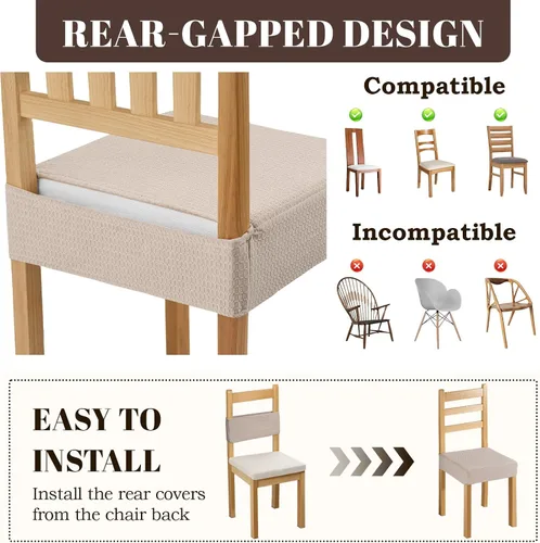 Vista 5 de Songrey - Juego de 4 fundas impermeables para sillas de comedor, color gris pardo