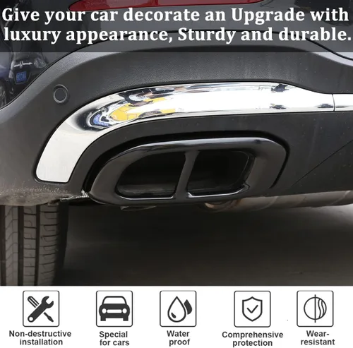 Vista 4 de Acero inoxidable para Mercedes Benz GLE 350 GLE 450 GLC GLS W167 X253 X167 2020 Accesorios de tapa de cola de tubo de escape de silenciador exterior