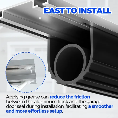 Vista 2 de Holikme Sello para puerta de garaje, kit de retención de riel de aluminio preperforado, fácil de instalar, combinación de anillo en U + O duradero