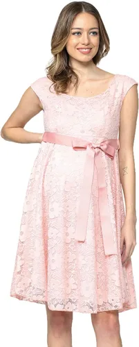 Vista 2 de HELLO MIZ Vestido de cóctel con cintura de cinta de encaje floral de maternidad