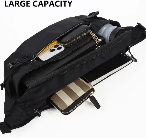 Vista 4 de TITILT Riñonera cruzada de talla grande para mujeres y hombres, bolsa grande impermeable para deportes, viajes, entrenamiento, ciclismo, senderismo