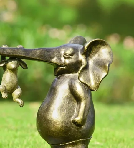 Vista 3 de SPI Escultura de elefante y conejos de aluminio para colgar en la decoración al aire libre