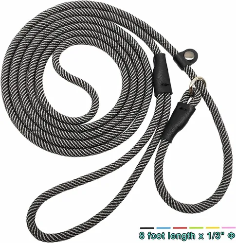 Vista 2 de Correa antideslizante de 8 pies para perro, correa de perro de cuerda de 1/3 pulgadas, correa pequeña ajustable sin tirones para cachorros, mascotas