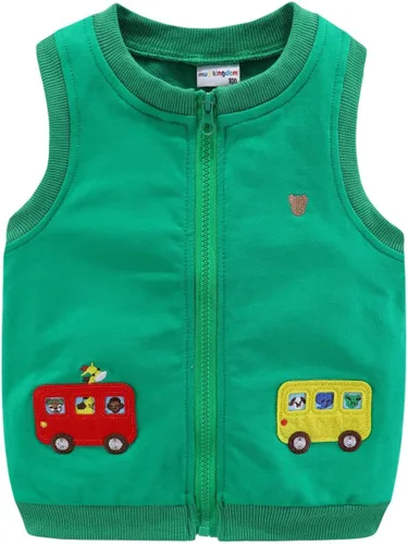 Vista 16 de Mud Kingdom Chalecos para niños y niñas, ropa de abrigo con bonito bordado de dibujos animados Azul
