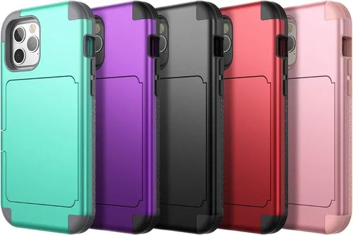 Vista 7 de WeLoveCase Defender - Funda tipo cartera compatible con iPhone 12/12 Pro 2020, tarjetero y espejo oculto, tres capas a prueba de golpes, resistente