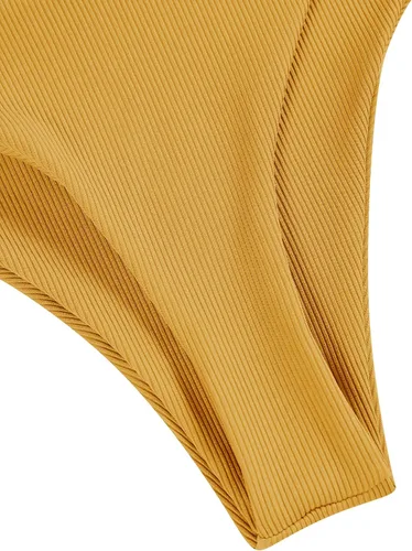 Vista 5 de ZAFUL - Conjunto de bikini de corte alto para mujer, traje de baño de dos piezas acanalado con aro en V