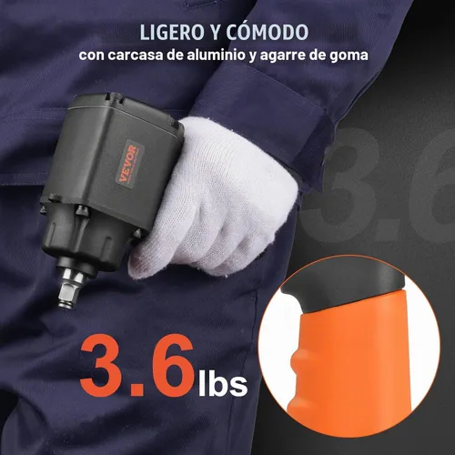 Vista 4 de VEVOR Llave de Impacto Neumática, Pistola de Impacto Neumática de Transmisión de 3/8 Pulgadas, Hasta 690 ft-lbs de Torque de Aflojamiento