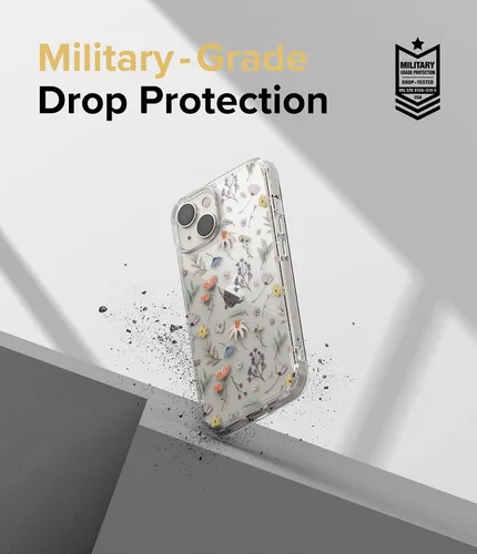 Vista 5 de Ringke Fusion Design - Funda compatible con iPhone 14 de 6.1 pulgadas, parte trasera dura transparente con diseño de flores, a prueba de golpes