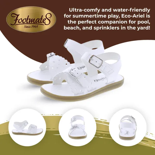 Vista 5 de FOOTMATES Ariel and Eco-Ariel Sandalias impermeables para niñas y niños con suela antideslizante que no deja marcas y cierre de correa para bebés
