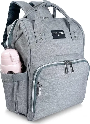 Vista 7 de Mr. Peanut's Tili Dili - Mochila de pañales prémium con puerto de carga USB, PlatinoGris, Mochila