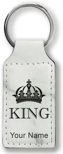 Vista 9 de Llavero rectangular, corona de rey, grabado personalizado incluido, Bambú