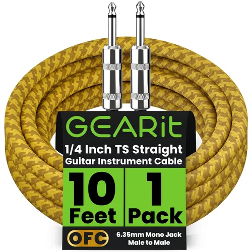 Vista 17 de GEARit Cable de instrumento de audio (10 pies) en ángulo recto a recto de 1/4 de pulgada macho a macho para cable AMP, base y guitarra eléctrica