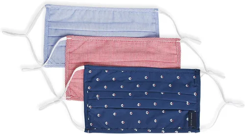 Vista 15 de Perry Ellis - Cubrebocas estándar de tela plisada, reutilizables (paquete de 3, estampados y colores surtidos)