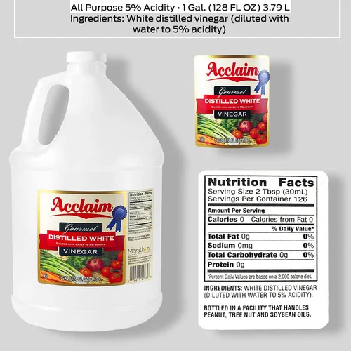 Vista 2 de Acclaim Vinagre blanco destilado natural, 128 onzas (1 galón) - 5% de acidez