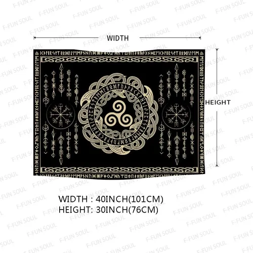 Vista 5 de F-FUN SOUL Tapiz de los vikingos nórdicos, franela suave, 40 x 30 pulgadas, nudo triskele vikingo, runa celta, tapiz de mitología estética