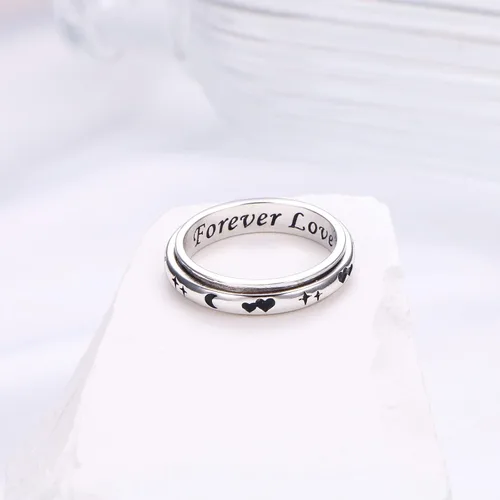 Vista 3 de Anillo giratorio de plata de ley 925 para la ansiedad, para mujeres, alivio del estrés, aburrimiento, TDAH, autismo, anillos para mujeres y hombres