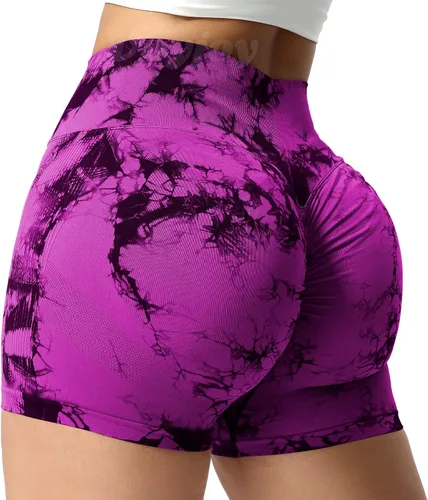 Vista 2 de VOYJOY - Shorts de entrenamiento para mujer, tiro de 3.6 pulgadas, con levantamiento de glúteos, pantalones cortos de gimnasio sin costuras