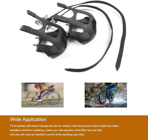Vista 6 de EKDJKK 1 par de pedales de bicicleta con clip para los dedos del pie y correa, jaulas de clips para dedos de bicicleta, cubierta de pie de pedal