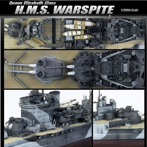 Vista 3 de Academy Hobby Model Kits a escala: barcos de batalla y kits de portaaviones (1/350 H.M.S. WARSPITE)