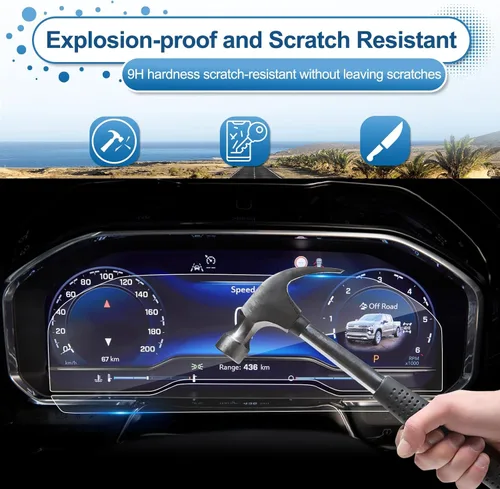 Vista 4 de Protector de pantalla GMC Sierra 1500 2022-2026, para Protector de pantalla Silverado 1500 2022-2026, panel de instrumentos de 12.3 pulgadas, vidrio