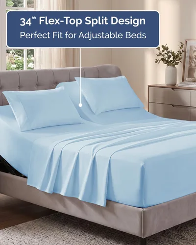 Vista 658 de Extra Deep Twin XL Sheet Set - 3 Piece College Dorm Room - White 01-Blanco