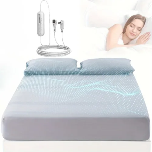 Vista 12 de Grounding Sheets, 95% algodón orgánico + 5% fibra plateada, sábana bajera ajustable conectada a tierra con cordón de conexión a tierra