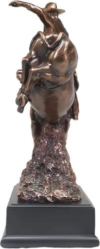 Vista 3 de Ebros - Estatua de vaquero de Bull Rider en Bucking Bull Rider en acabado de bronce sepia galvanizado, del viejo mundo, del salvaje oeste, ganado