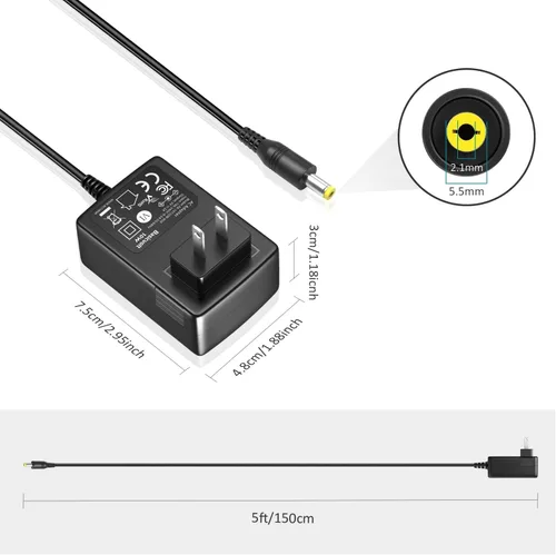 Vista 6 de Fuente de alimentación universal de 5 V, 2 A, 1 A, adaptador de CA universal, DC 5 voltios, 1.5 A, 1.2 A, 0.5 A, cable de alimentación de repuesto