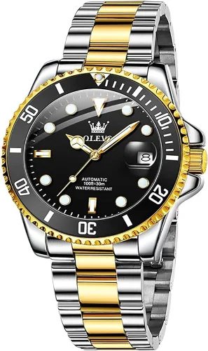 Vista 7 de Reloj automático de viento automático para hombre reloj de lujo de acero inoxidable con fecha reloj clásico impermeable con bisel giratorio luminoso
