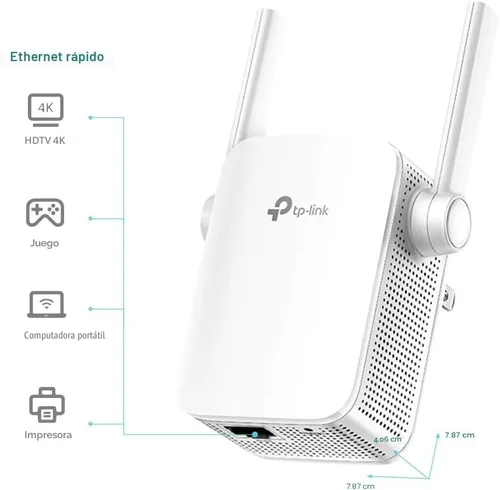Vista 3 de TP-Link N300 Extensor WiFi (RE105), Extensor de Señal WiFi para el Hogar, Extensor de Rango WiFi de Banda Única, Amplificador de Internet, Soporta