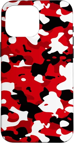 Vista 19 de iPhone 16 Negro + Blanco + Rojo Camuflaje Patrón Funda