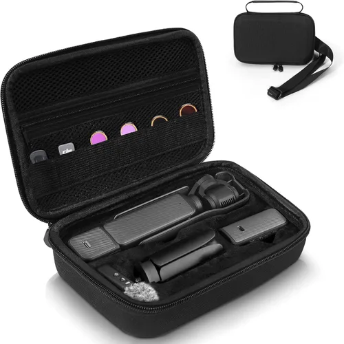 Vista 6 de Estuche para el combo de videocámara DJI OSMO Pocket 3, bolsa de almacenamiento dura EVA con 1 correa ajustable y 2 protectores de pantalla y 1 mini