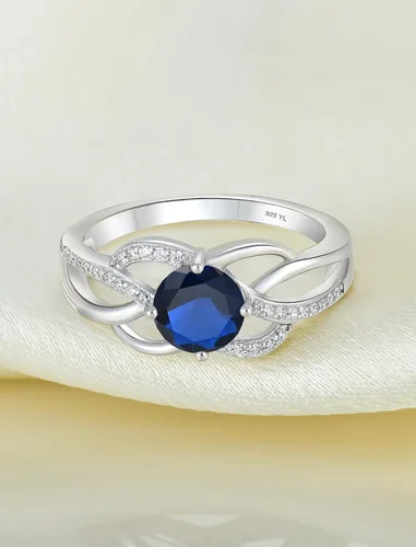 Vista 5 de YL Anillos de nudo celta de plata de ley 925, anillo trenzado con circonita cúbica infinito para mujer