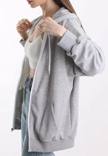 Vista 2 de MAJECLO - Sudadera con capucha para mujer, diseño de botón con bloque