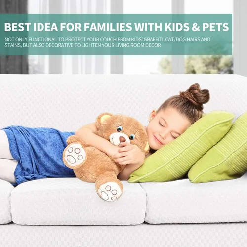 Vista 5 de YEMYHOM 4 fundas de sofá + 4 fundas reclinables (blanco)