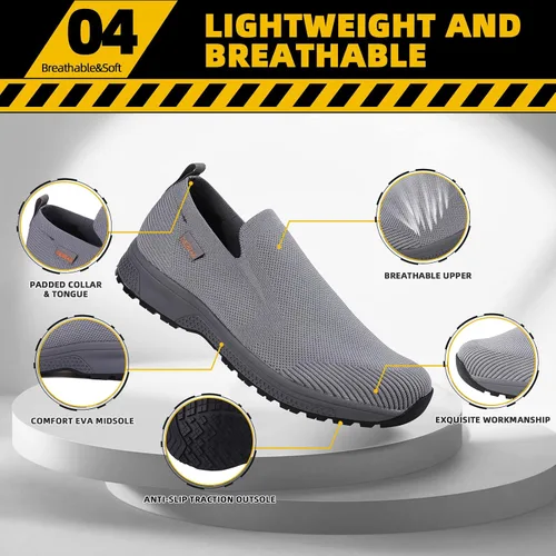 Vista 5 de Zapatos de trabajo antideslizantes para hombre, zapatos de chef impermeables para cocina, hospital, antideslizantes, con amortiguación de aire