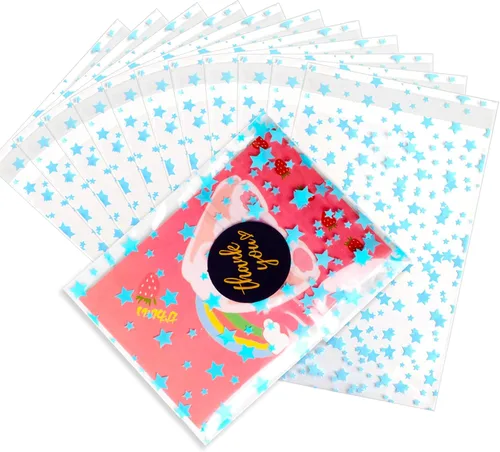 Vista 49 de 100 bolsas de regalo con estampado de estrellas de 3 x 5 pulgadas, bolsas de regalo de celofán, bolsas de regalo de celofán, bolsas de regalo