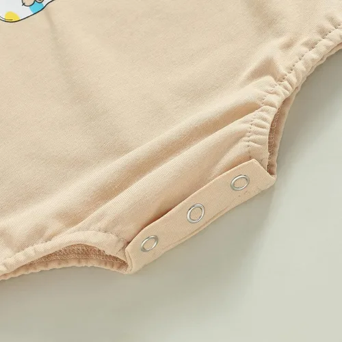 Vista 6 de GOOCHEER Mameluco de manga larga con cuello redondo para bebé, recién nacido, con texto en inglés "My First Easter", sudadera de manga larga